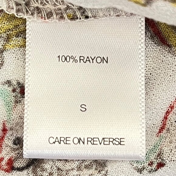 New York &‎ Company Womens Cockatoo Parrot Print Blouse Long Sleeve Peasant Sz S - Picture 10 of 10